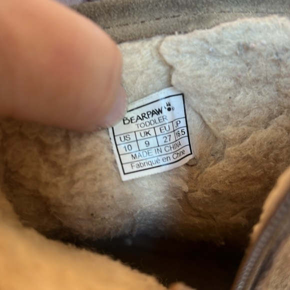 Bearpaw boots Unisex girl tan brown suede faux fur lined Size 10 preloved - Picture 3 of 7